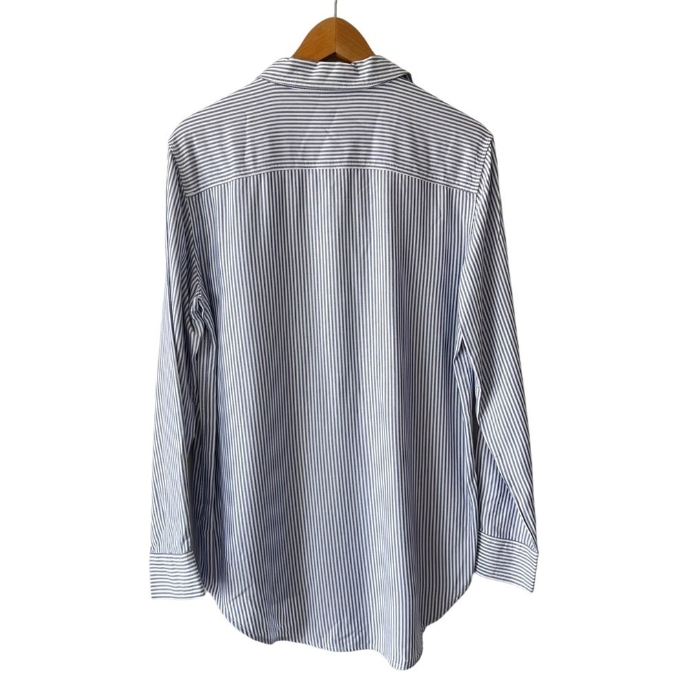 ❌SOLD ❌Aritzia Sunday Best Montana Shirt Striped button-down shirt White/Royal - Picture 3 of 10